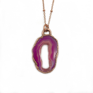 Pink Agate Geode Necklace