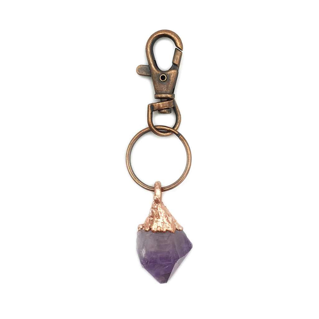 Amethyst and Copper Keychain