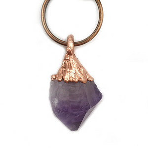 Amethyst and Copper Keychain