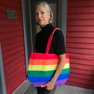 Rainbow Tote Bag with Zippered Top