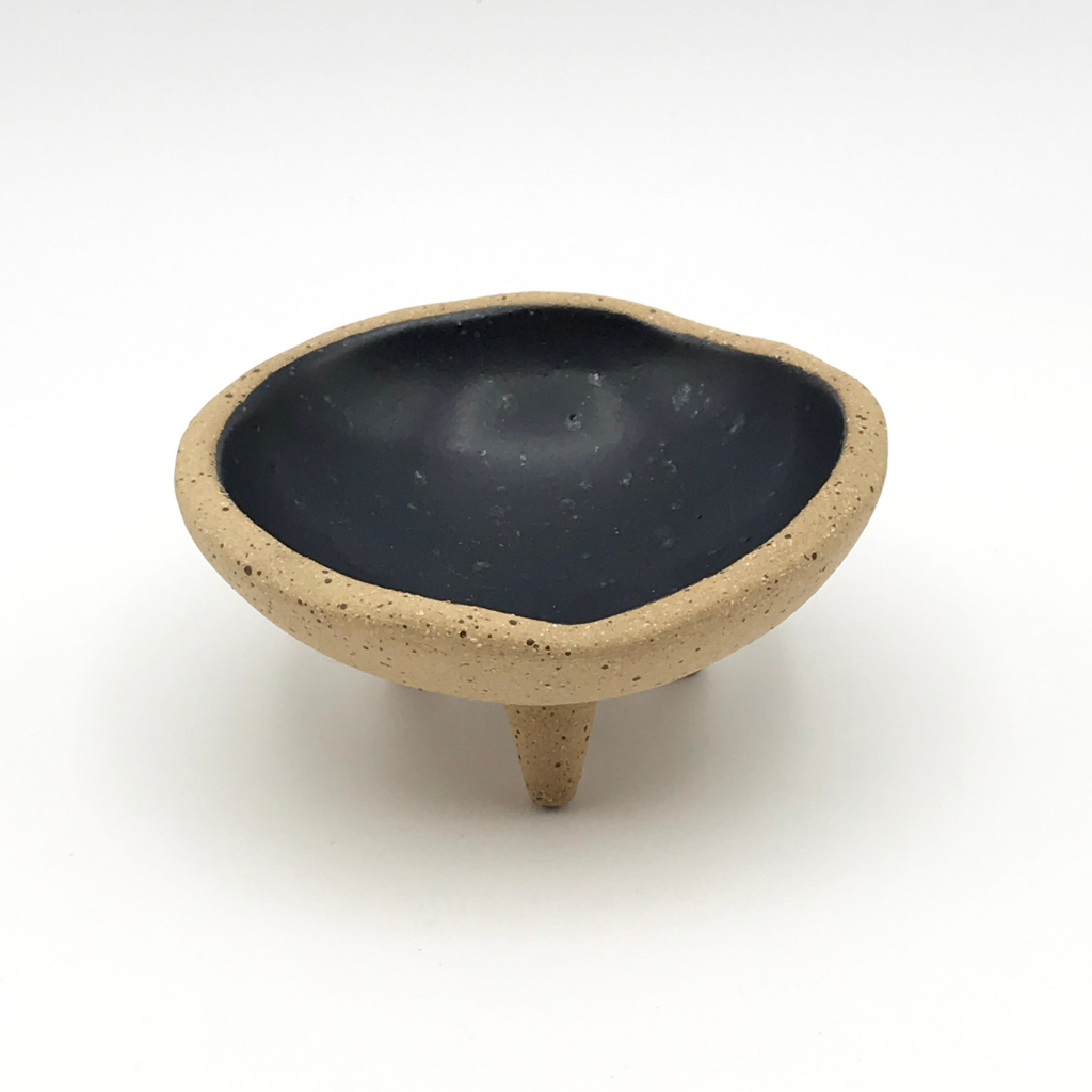 Speckled Footed Trinket Dish–Matte Black